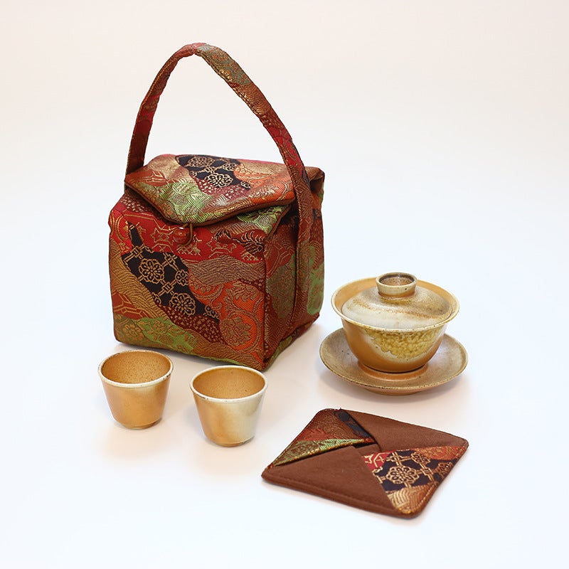 Brocade One Pot Two Cups Tea Set Cloth Bag Pot Bag Gift Handbag Cover Bowl Male Cup Cotton Fabric Storage Packaging Bag - Image 1