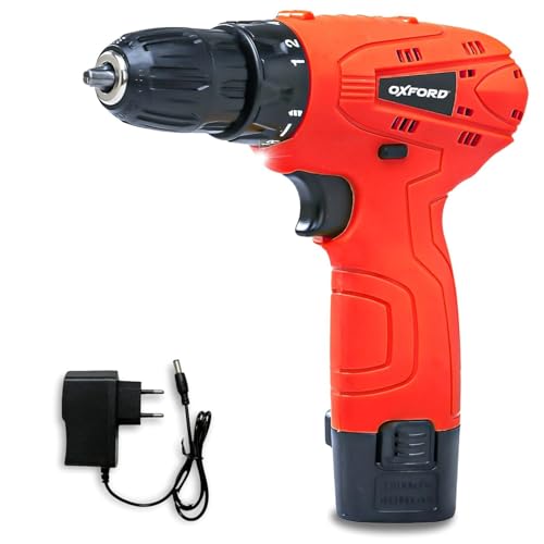 OXFORD O-3750 12V Cordless Drill/Screwdriver | 10mm Keyless Chuck, 600 RPM, 24 Nm Torque, 18+1 Settings | 1×1.5 Ah Battery, LED Light | Ideal for DIY, Wood, Metal & Plastic Drilling - Image 1