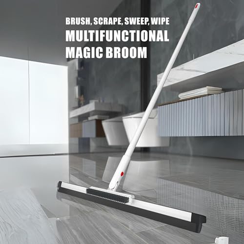 VIVUE 2 in 1 Floor Cleaner Mop Magic Broom for Scraping and Sweeping 180° Rotate Bathroom Floor Brush Scraper with Long Handle for Floors, Glass,Tile,Windows, Kitchen to Remove Water,Dust Cleaning Tool - Image 3