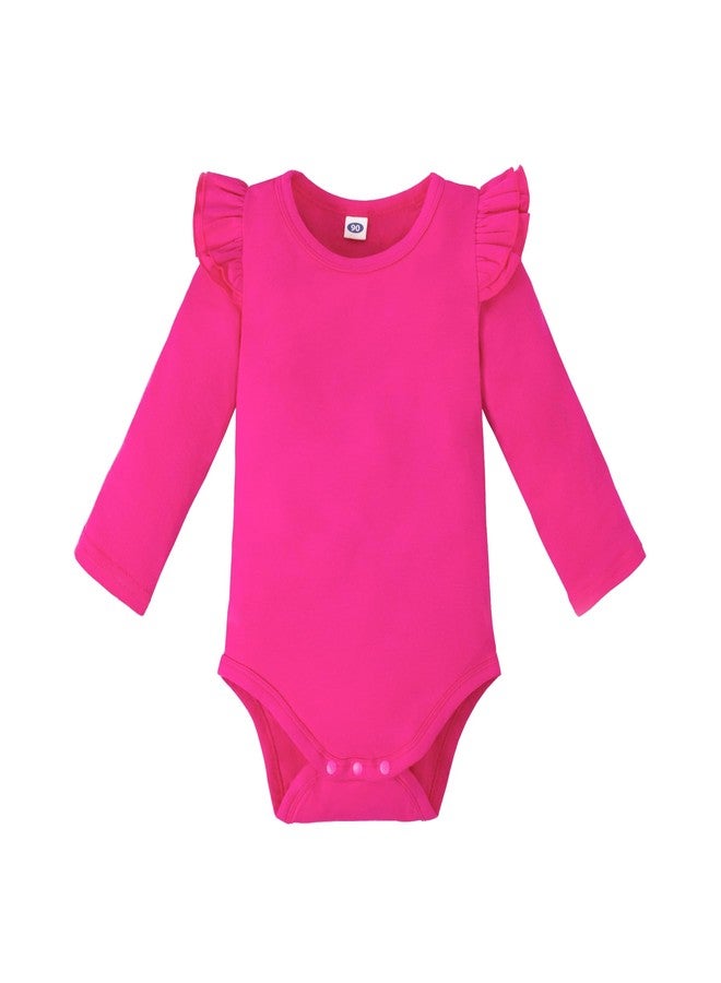 Magic Park بدلة سحرية للفتيات من 0-24 شهر بلون موحد مع تفاصيل جمالية (وردي داكن، 12-18 شهر) - Image 1