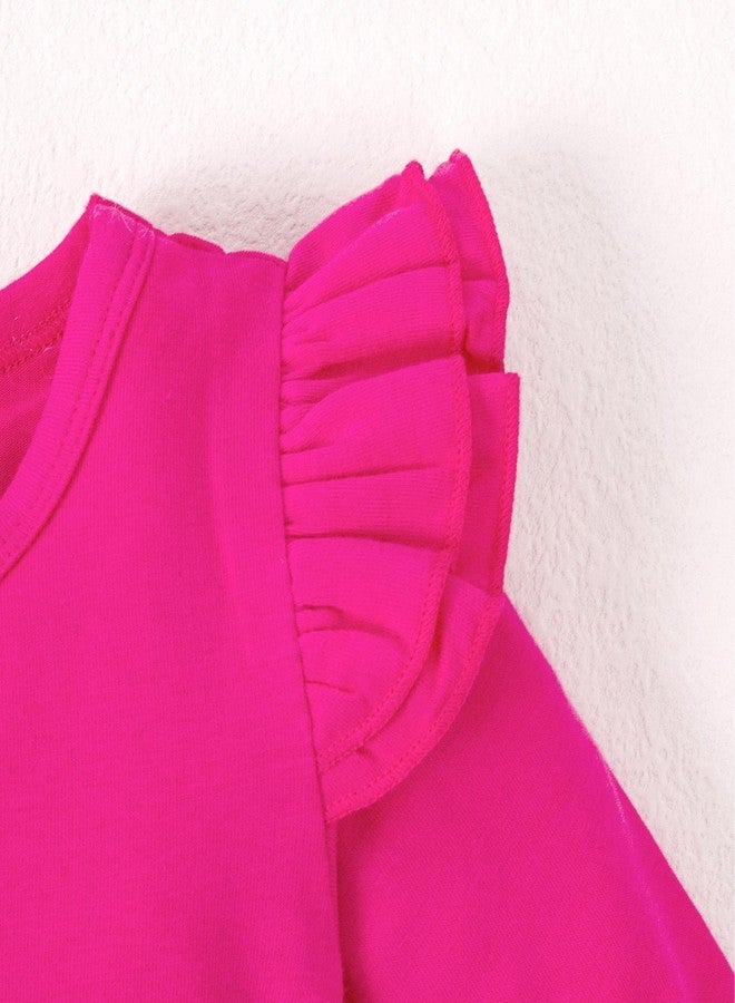 Magic Park بدلة سحرية للفتيات من 0-24 شهر بلون موحد مع تفاصيل جمالية (وردي داكن، 12-18 شهر) - Image 4