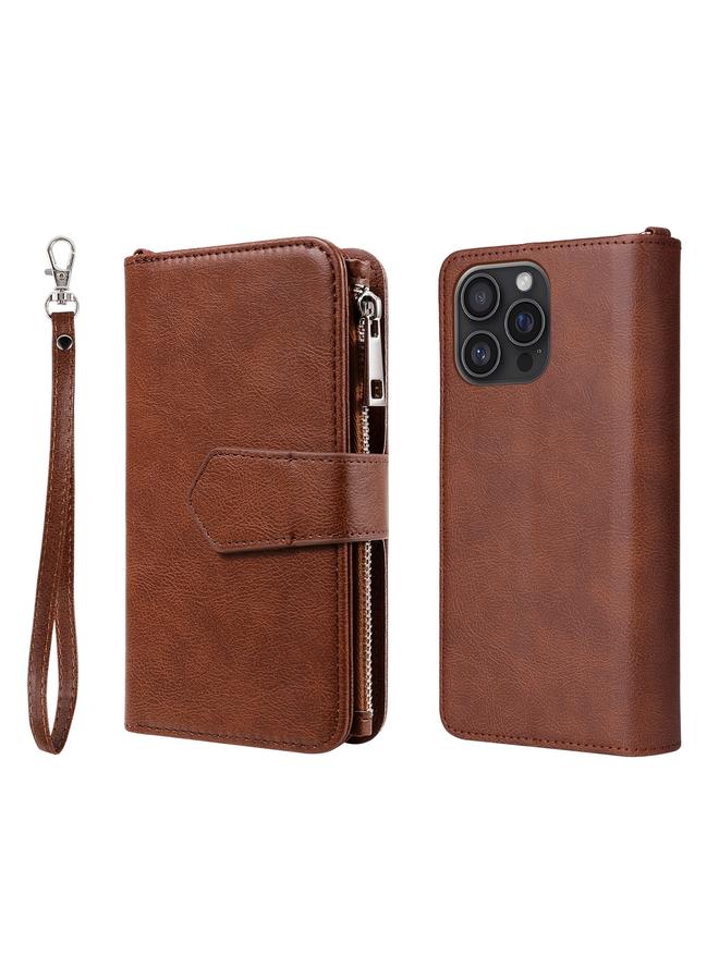 S-TOP Case For iPhone 16 Pro Max Solid Color 2 in 1 Zipper Shockproof Phone Case - Image 1
