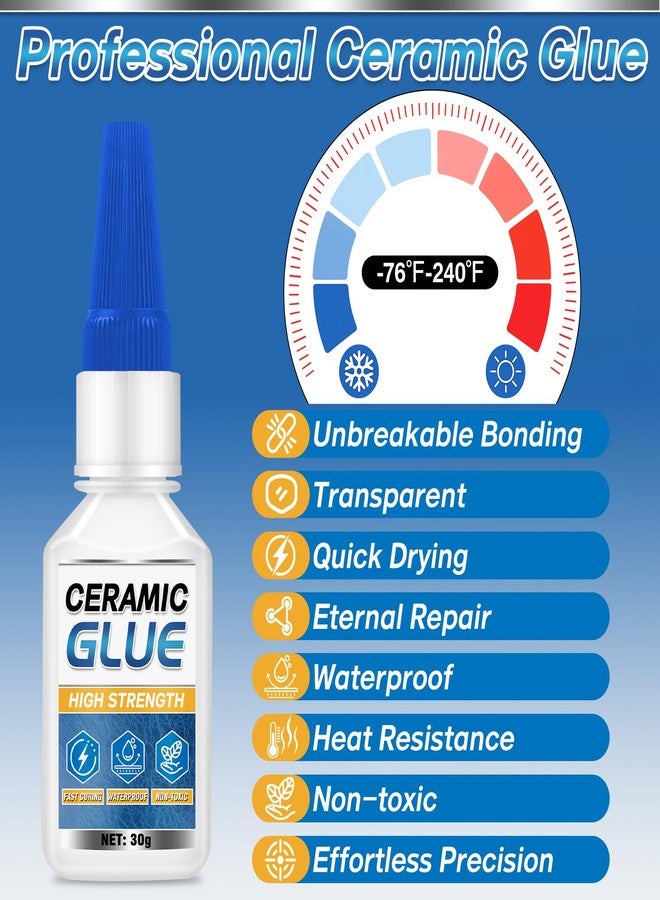 Vigorder Ceramic Glue Repair Kit, 30g Ceramic Glue for Pottery, Porcelain, Mugs, Dishes, Glass and More, Waterproof & High Temperature Resistant - Image 3