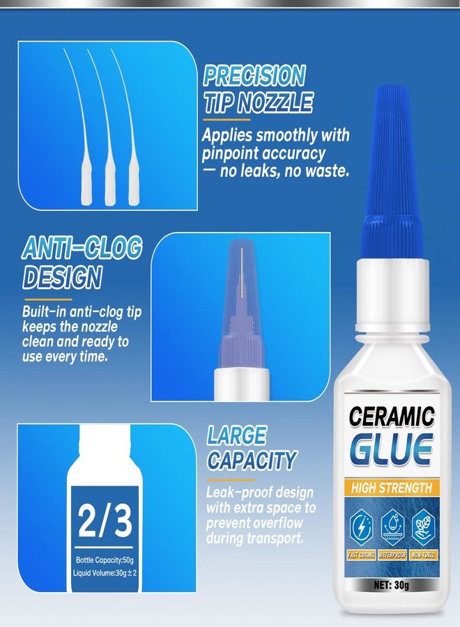 Vigorder Ceramic Glue Repair Kit, 30g Ceramic Glue for Pottery, Porcelain, Mugs, Dishes, Glass and More, Waterproof & High Temperature Resistant - Image 5