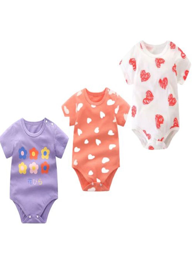 Funny Bunny - (3) Basic Half Sleeves Snap Closure Bodysuit - New Born - Image 1