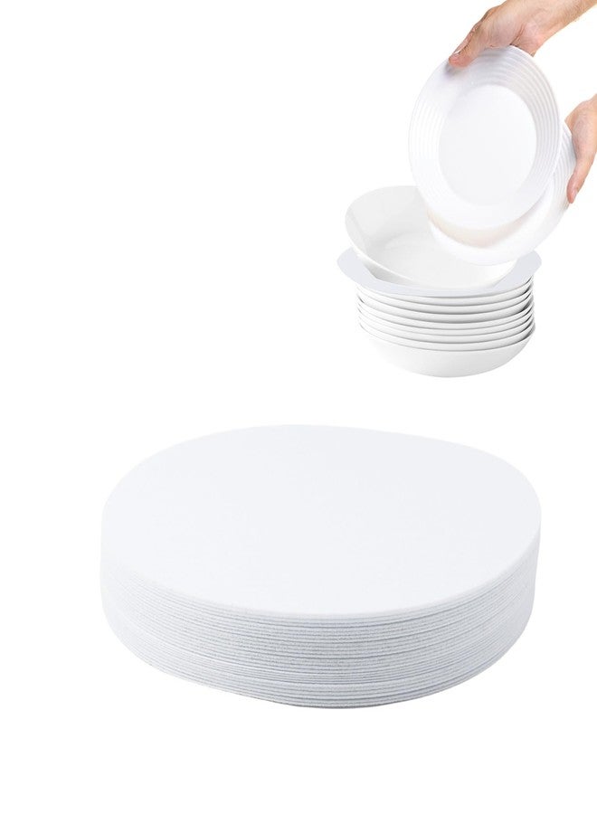 Klmnop Thick Felt Plate Dividers for Stacking, Set of 50 Round Soft Plate Separators, China Storage and Packing for Dish/Saucers, 10.5 Inch - Image 1