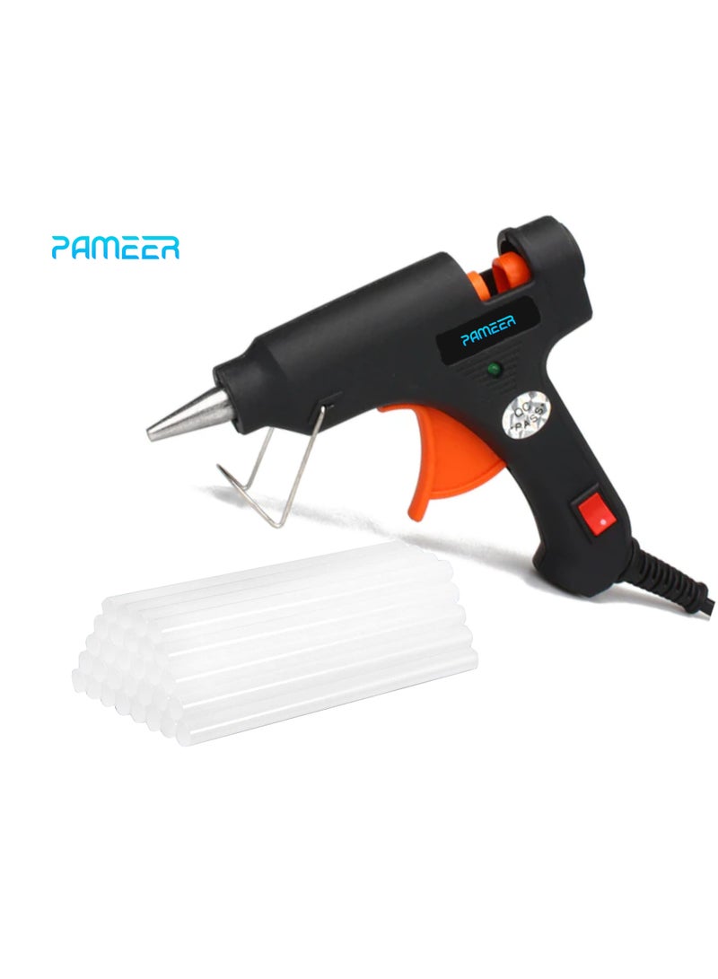 بامير مسدس غراء، مع 8 أعواد غراء ساخن. مسدس غراء ساخن، طقم مسدس غراء بغطاء قابل للإزالة مضاد للحرارة مع زناد مرن، لمشاريع الحرف اليدوية الصغيرة، والإغلاق، والإصلاحات اليومية السريعة. 20 واط - Image 2
