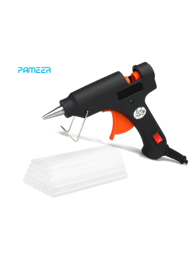 بامير مسدس غراء، مع 8 أعواد غراء ساخن. مسدس غراء ساخن، طقم مسدس غراء بغطاء قابل للإزالة مضاد للحرارة مع زناد مرن، لمشاريع الحرف اليدوية الصغيرة، والإغلاق، والإصلاحات اليومية السريعة. 20 واط - Image 1