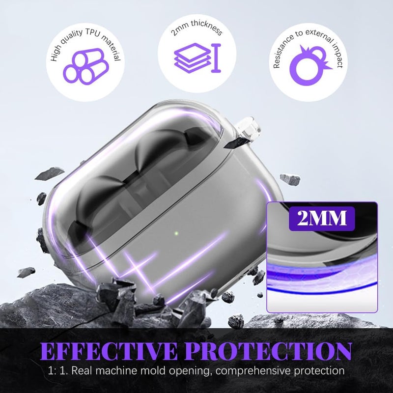 HASTHIP Compatible Samsung Galaxy Buds 3 & 3 Pro Case, Protective TPU Clear Case with Lanyard, Fashion Earbuds Case Cover, Headphone Accessories - Image 3
