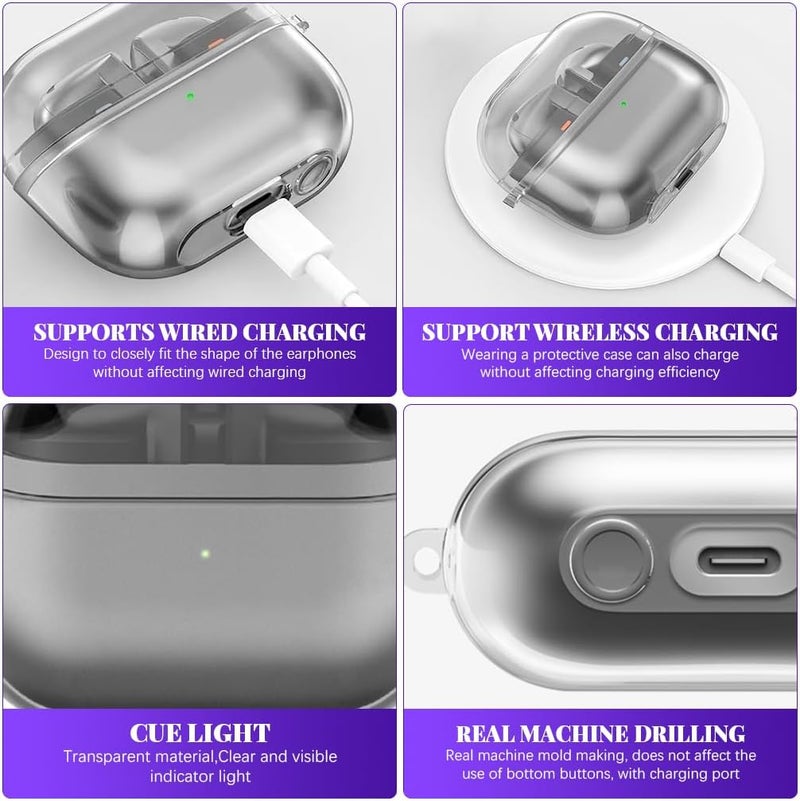 HASTHIP Compatible Samsung Galaxy Buds 3 & 3 Pro Case, Protective TPU Clear Case with Lanyard, Fashion Earbuds Case Cover, Headphone Accessories - Image 5