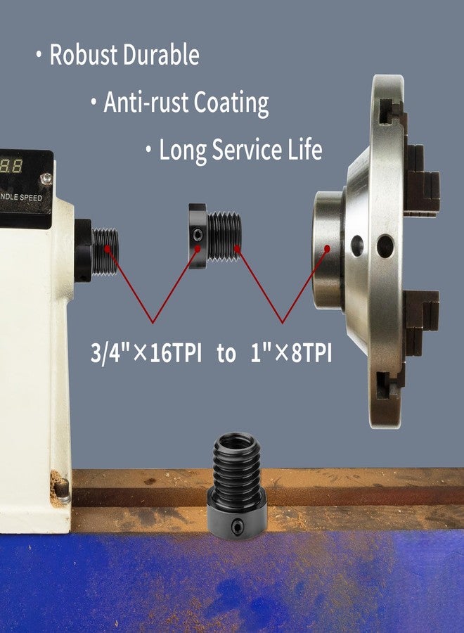 DEEFIINE Woodworking Lathe Headstock Spindle Adapter Convert 3/4''×16TPI to 1''×8TPI Thread Chuck Insert Adapter Turning Tool Accessories - Image 4