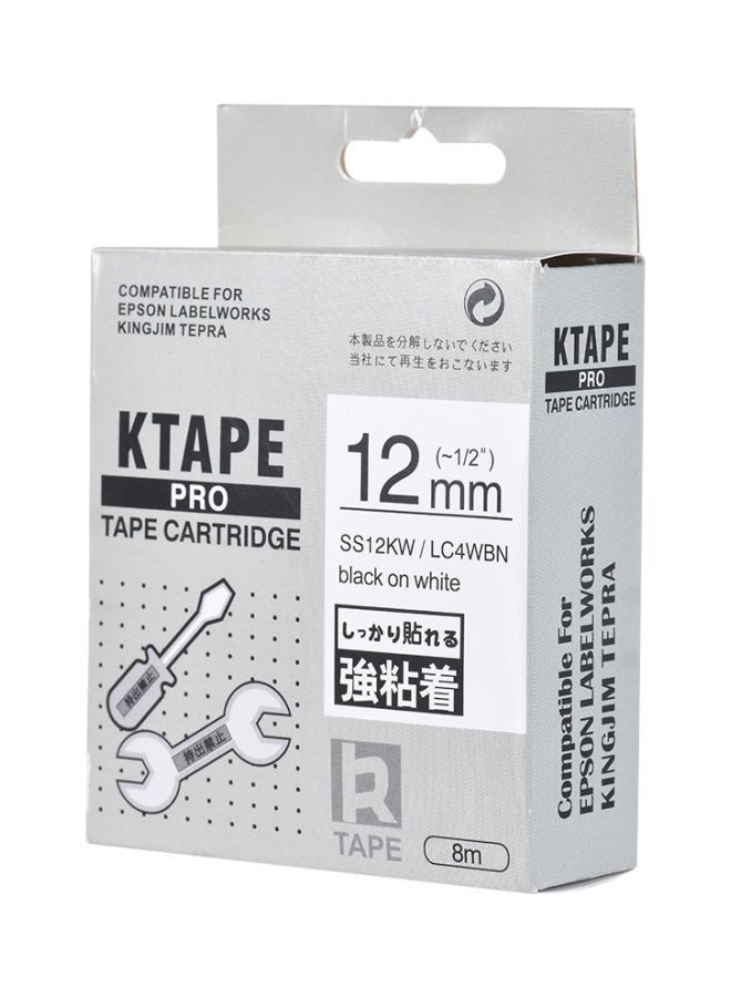 NIBEMINENT Tape Cartridge For Kingjim Epson Label Printer LW400/LW600/SR230C/SR230CH/SR530C/SR550C Black/White  - Image 3