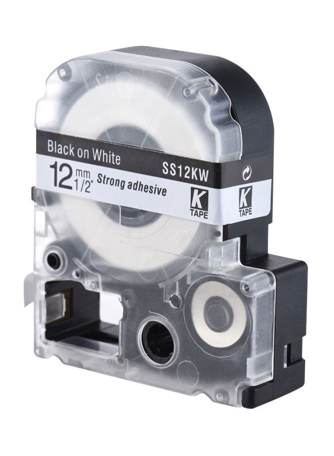 NIBEMINENT Tape Cartridge For Kingjim Epson Label Printer LW400/LW600/SR230C/SR230CH/SR530C/SR550C Black/White  - Image 1