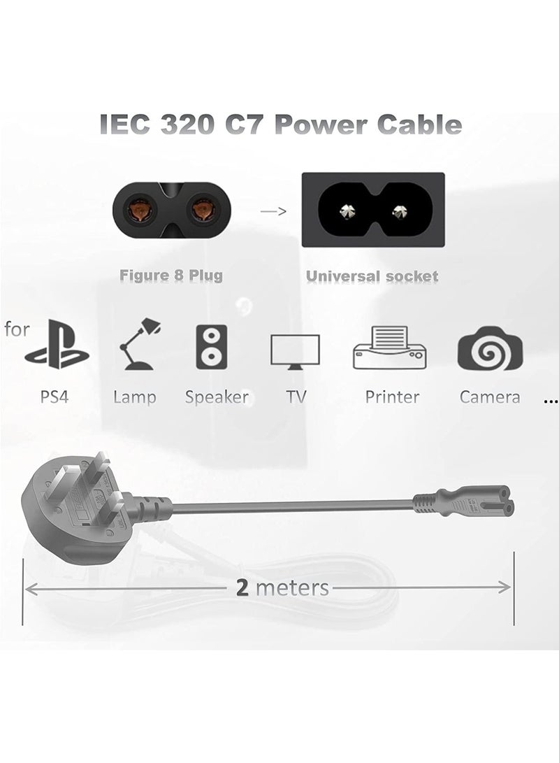 Zexen كابل طاقة 1 قطعة 3 دبابيس IEC/C7/قابس المملكة المتحدة إلى موصل شكل 8 - Image 3