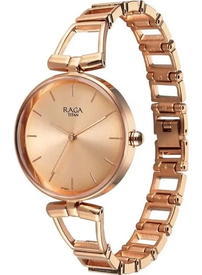 TITAN Women's Analog Display Watch With Rose Gold Metal Strap - 2747WM01