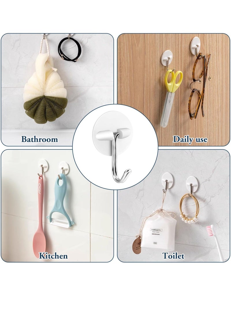 Round Plastic Hooks, 24 Pcs Small Self Stick Hooks, for Hanging Wall Hooks White Self Adhesive Hooks, Seamless Self Sticky Hook, Waterproof Oil Proof Stainless Hooks, for Kitchen Bathroom Office  - Image 5