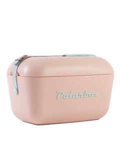Polarbox Polarbox® 12 L Ice Box - Portable - Rigid Thermal Insulated Cooler Box - For Outdoor Beach Picnic, Party Drinks & Food Use - Storage Box - Pop - Nude/Cyan Cooler with Cyan Leather Strap  - Image 1