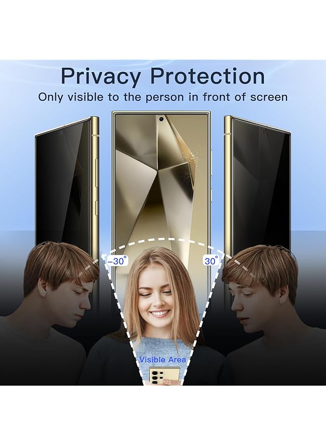 جي تيك واقي شاشة الخصوصية لهاتف Samsung Galaxy S24 Ultra 5G مقاس 6.8 بوصة من الزجاج المقوى المضاد للتجسس مع أداة تثبيت سهلة ومتوافق مع فتح بصمة الإصبع وعبوتين - Image 4