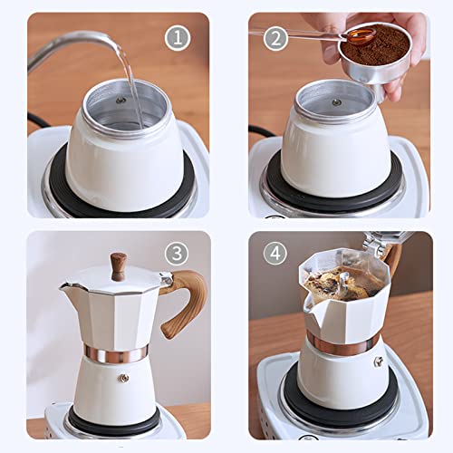 Conyee Coffee Pot, Moka Pot Italian Coffee Maker 3 cup/5 OZ Stovetop Espresso Maker for Gas or Electric Ceramic Stovetop Camping Manual Cuban Coffee Percolator for Cappuccino or Latte - Image 5
