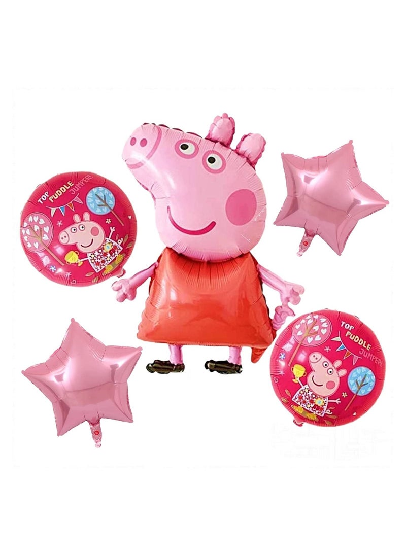 LA FIESTA - 5 Piece Peppa Balloons for Birthday Decorations - Image 1
