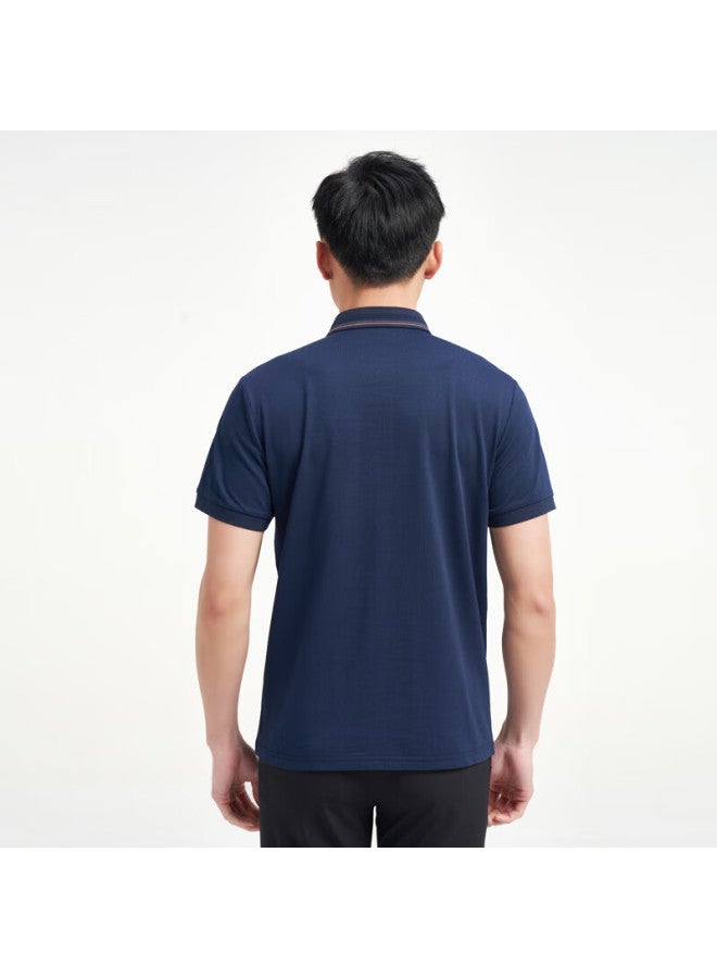 Tries Men'S Polo Shirt Summer Short Sleeve Pearl Mesh Fabric Breathable Cool Feeling Contrast Striped Collar Embroidered Logo Top - Image 2