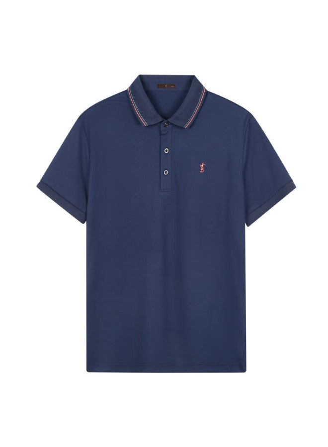 Tries Men'S Polo Shirt Summer Short Sleeve Pearl Mesh Fabric Breathable Cool Feeling Contrast Striped Collar Embroidered Logo Top - Image 3