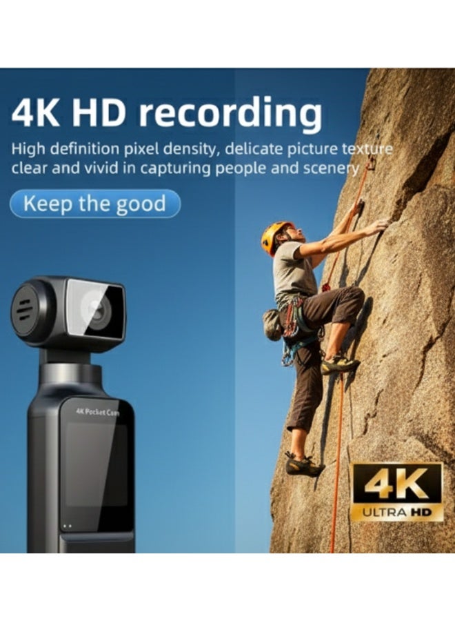 4K Body Camera with External Microphone Mini Pocket Cam 1.33” HD 270° Rotating Lens Image Stabilization Wireless Transfer Long Battery for Outdoor Sports Travel Vlogging - Image 3