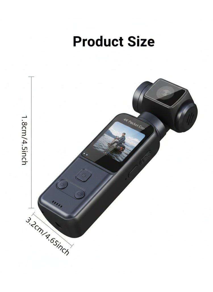 4K Body Camera with External Microphone Mini Pocket Cam 1.33” HD 270° Rotating Lens Image Stabilization Wireless Transfer Long Battery for Outdoor Sports Travel Vlogging - Image 4