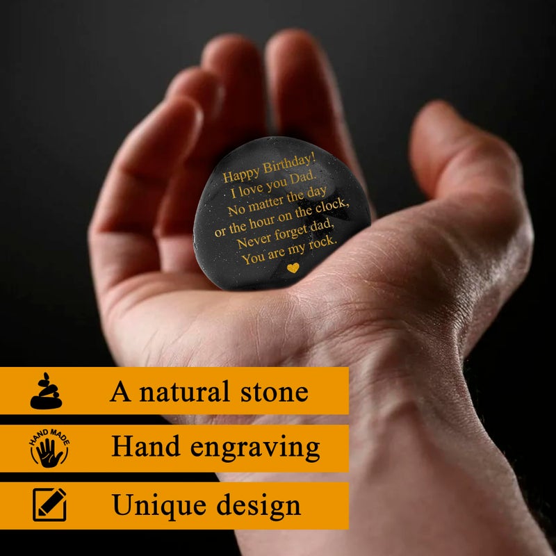 VELENTI Dad Birthday Gifts - You are My Rock Engraved Pebble - Heartwarming Birthday Gift for Dad - Happy Birthday Dad Gift from Son  Daughter - Birthday Gift Ideas for Dad - Cool Dad Birthday Presents - Image 2