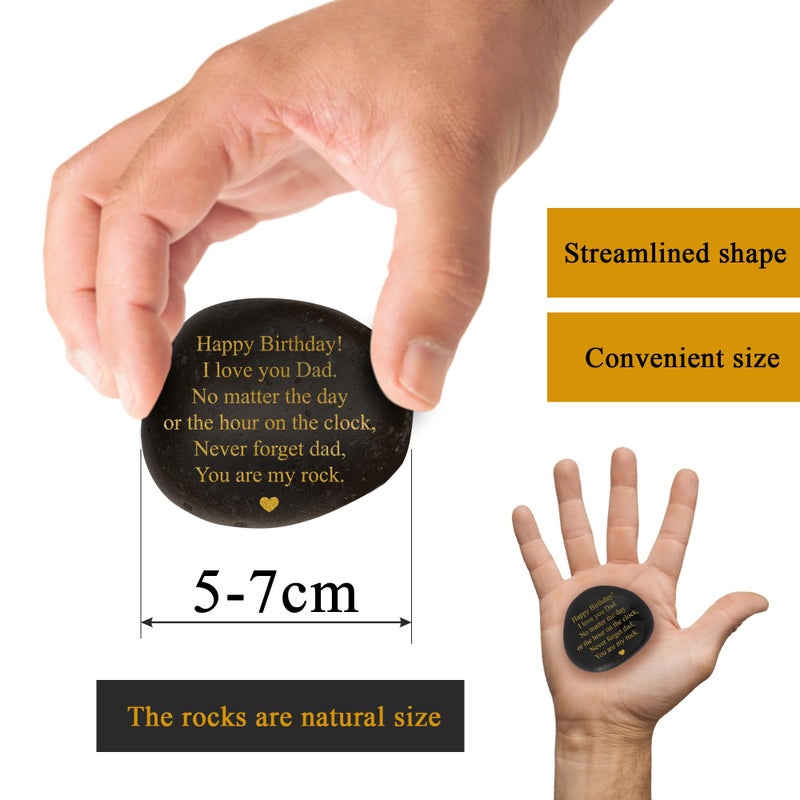 VELENTI Dad Birthday Gifts - You are My Rock Engraved Pebble - Heartwarming Birthday Gift for Dad - Happy Birthday Dad Gift from Son  Daughter - Birthday Gift Ideas for Dad - Cool Dad Birthday Presents - Image 3