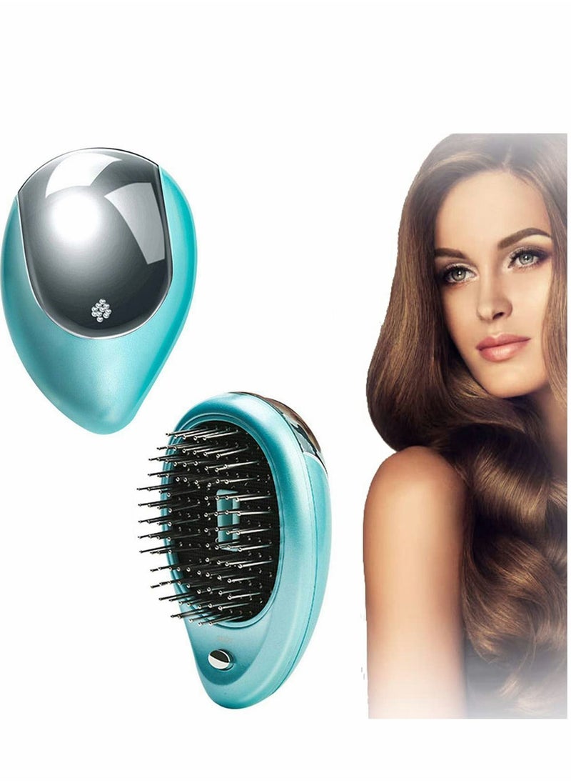 NIBEMINENT Ionic Hair Brush, Electric Portable Negative Ion Brush Massage Comb, Professional Wet Comb Detangling Vibration For All Types, Green  - Image 1
