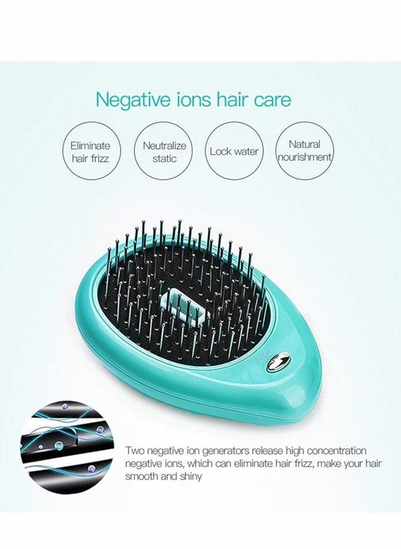 NIBEMINENT Ionic Hair Brush, Electric Portable Negative Ion Brush Massage Comb, Professional Wet Comb Detangling Vibration For All Types, Green  - Image 5