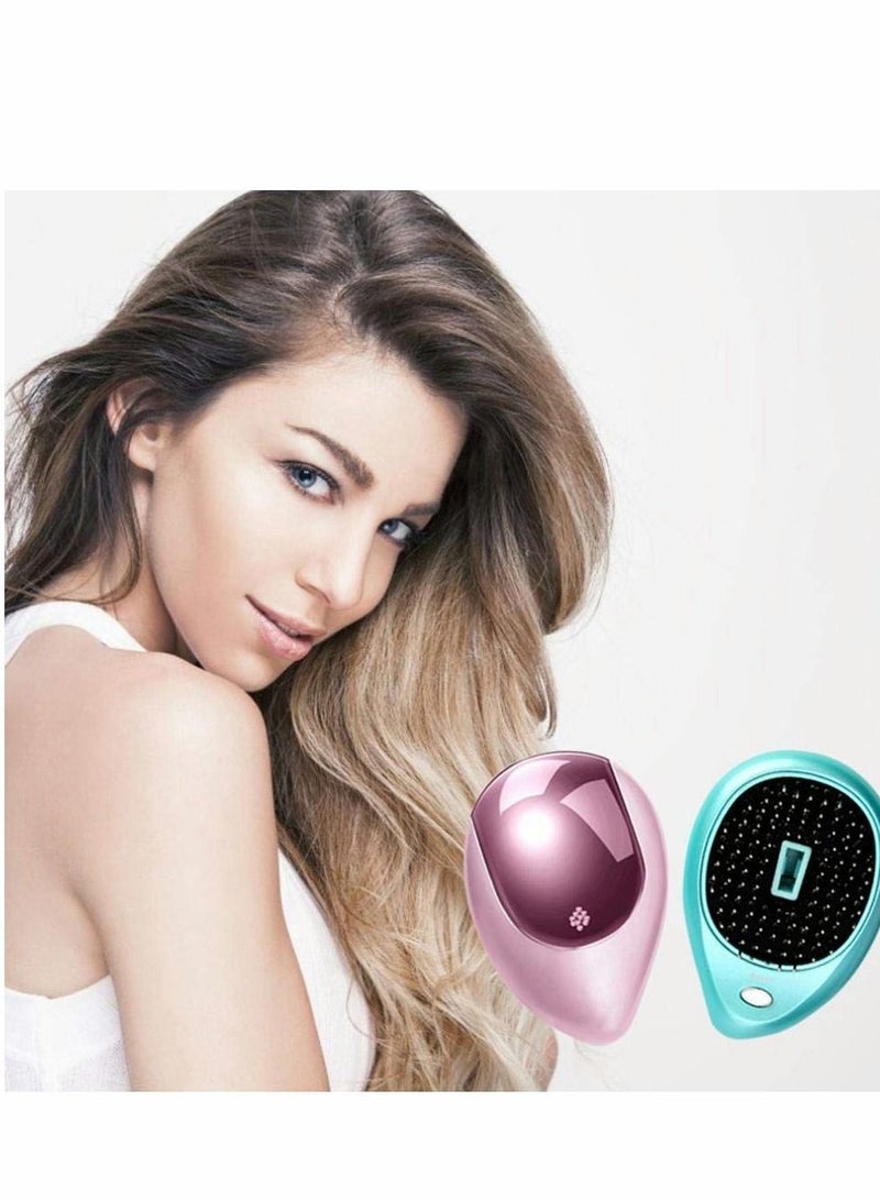 Ionic Hair Brush, Electric Portable Negative Ion Brush Massage Comb, Professional Wet Comb Detangling Vibration For All Types, Green