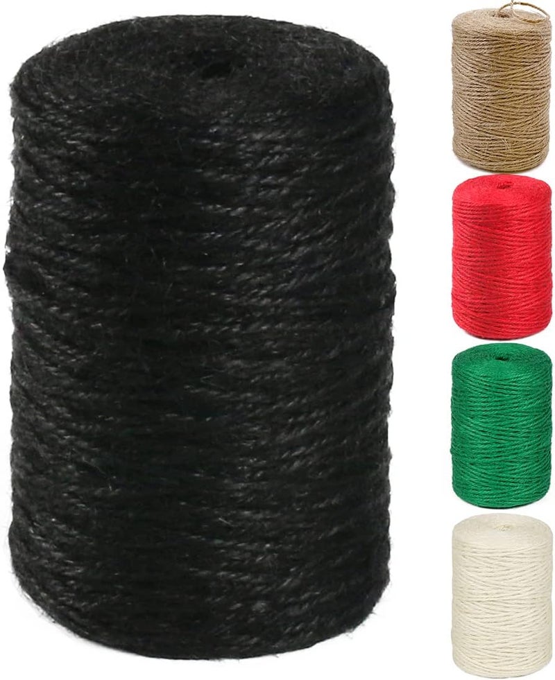 PH PERKHOMY PerkHomy Natural Jute Twine 600 Feet Long Colored Twine Rope for Crafts Gift Wrapping Packing Gardening and Wedding Decor (Black) - Image 1