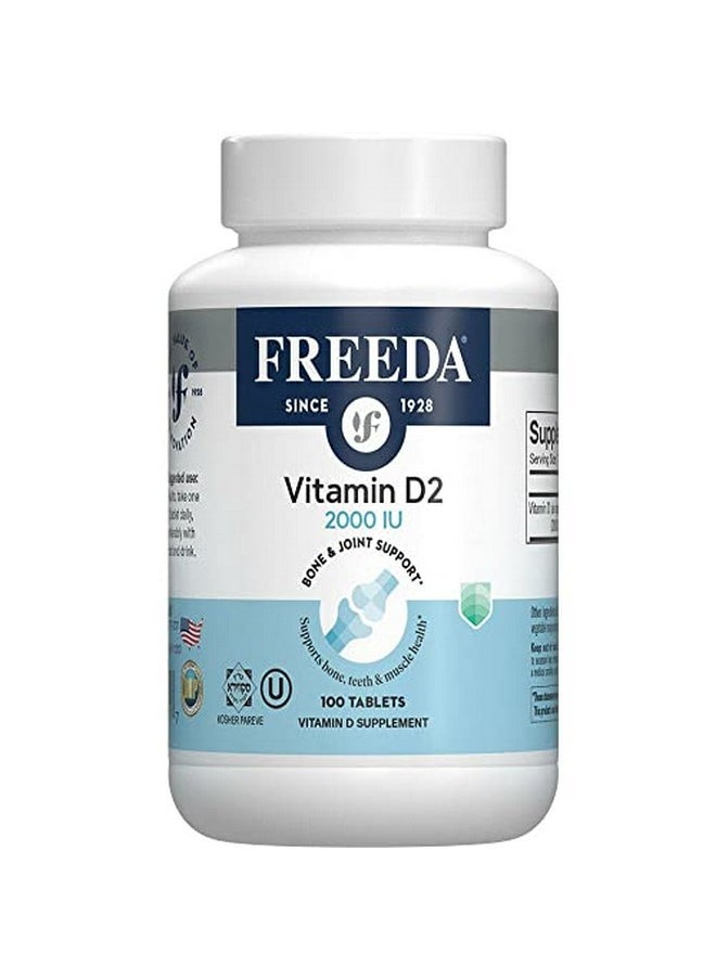 Freeda Vitamin D2 2000 Iu Kosher Certified High Potency Ergocalciferol D2 Vitamin Vegan Vitamin D 2000 Iu Supplement For Adults Vegetarian Vitamin D 2000 Units Vitamin D 2000 Iu 100 Tablets  - Image 1