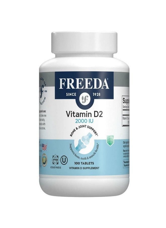 Freeda Vitamin D2 2000 Iu Kosher Certified High Potency Ergocalciferol D2 Vitamin Vegan Vitamin D 2000 Iu Supplement For Adults Vegetarian Vitamin D 2000 Units Vitamin D 2000 Iu 100 Tablets  - Image 2