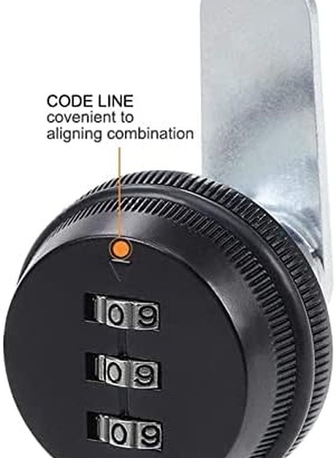 3 Dial Combination Cam Lock 19mm Diameter 20mm Length Cylinder Black - Image 5