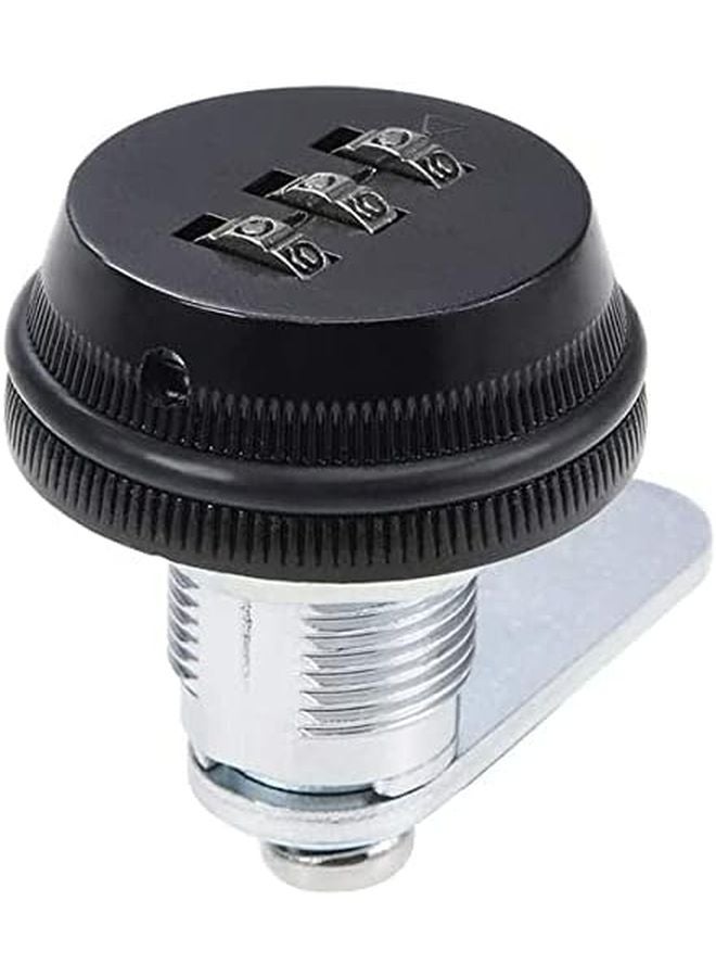 3 Dial Combination Cam Lock 19mm Diameter 20mm Length Cylinder Black - Image 2