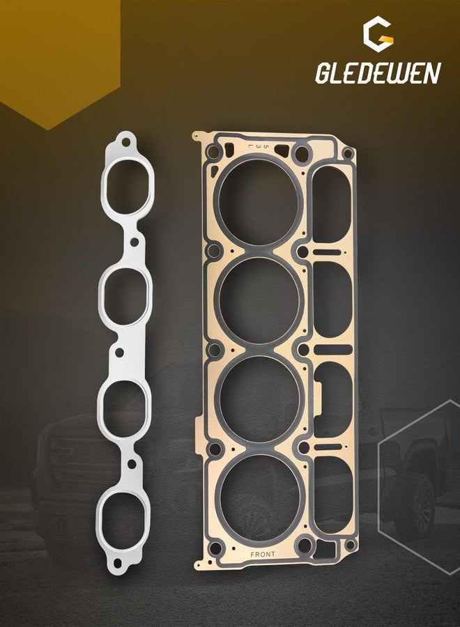 Gledewen طقم حشية رأس المحرك سعة 5.3 لتر، متوافق مع سيارات شيفروليه سيلفرادو 1500 وسوبربان وتاهو وجي إم سي سييرا 1500 ويوكون XL موديلات 2014-2019، محرك V8 سعة 5.3 لتر (5328 سم مكعب)، رقم القطعة HS26744PT، HGS4308، مع طقم حشيات مشعب السحب والعادم. - Image 5