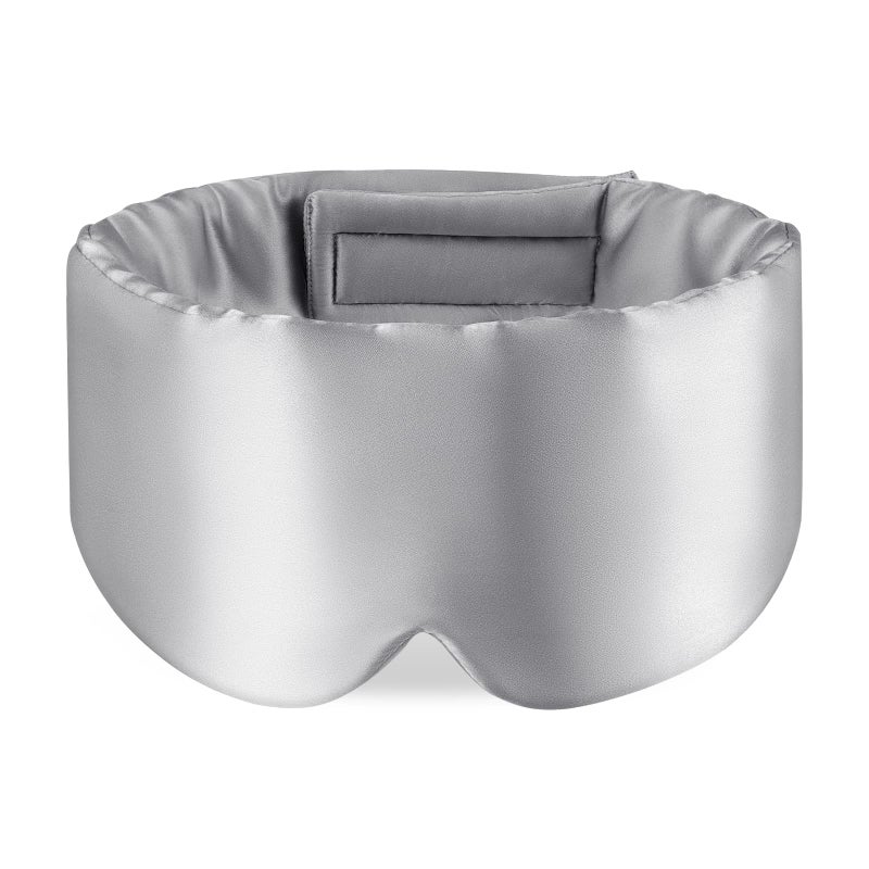 Zenssia 100% Mulberry Silk Sleep Mask Eye Mask for Man and Woman with Adjustable Headband, Full Size Large Sleep Mask & Blindfold for Total Blackout for All Night Sleep, Travel & Nap-Silvergrey - Image 1