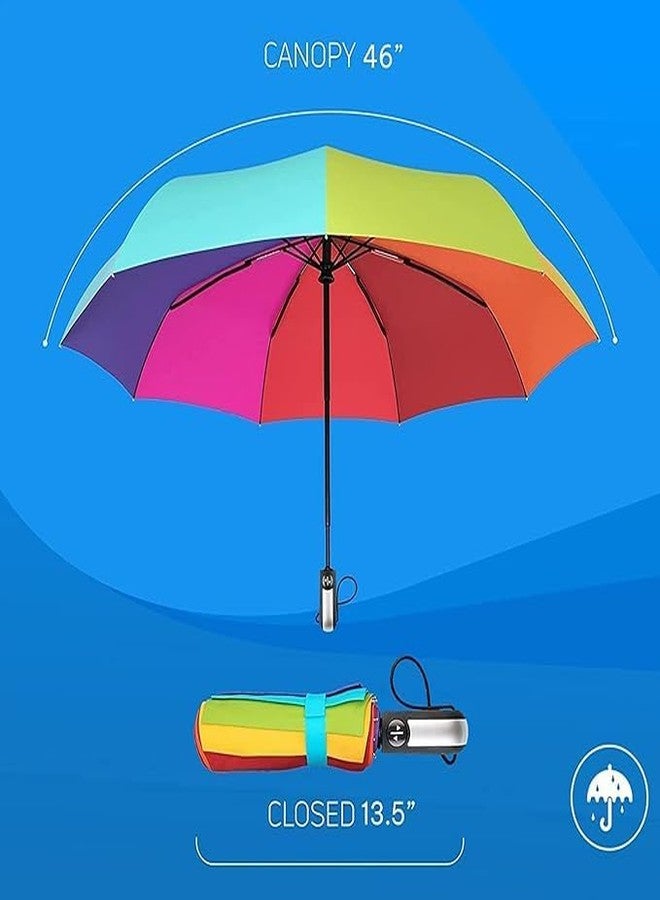 TONSYL Rainbow Umbrella, Windproof Strong large 3 Fold, Foldable Auto Open Close Fully Automatic Travel Useing For Sun Protection Rain Mens, Womens, Girls, Kids Perfect small & stylish - Image 5