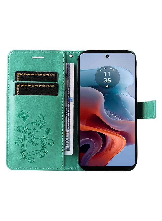 اس-توب جراب لهاتف Motorola Moto G34، جراب هاتف جلدي قابل للطي بنقشة فراشة ثلاثية الأبعاد - Image 4