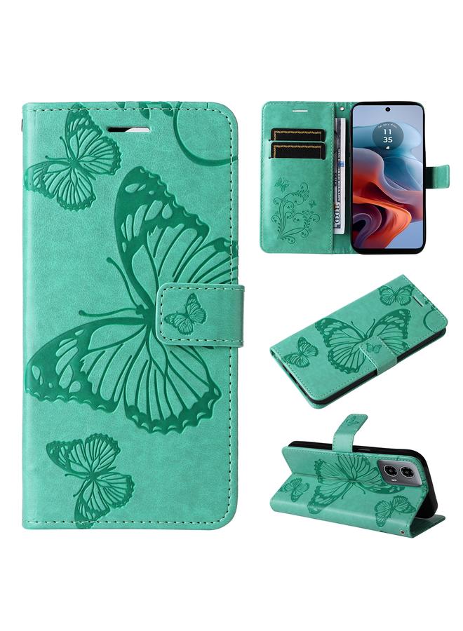 اس-توب جراب لهاتف Motorola Moto G34، جراب هاتف جلدي قابل للطي بنقشة فراشة ثلاثية الأبعاد - Image 1