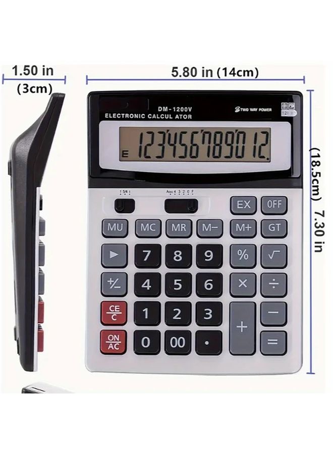 2 Pieces Black Dual Power Desktop Calculator Large Display Easy Carry Solar Battery - Image 2