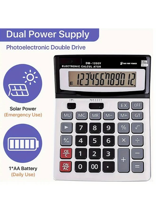 2 Pieces Black Dual Power Desktop Calculator Large Display Easy Carry Solar Battery - Image 4