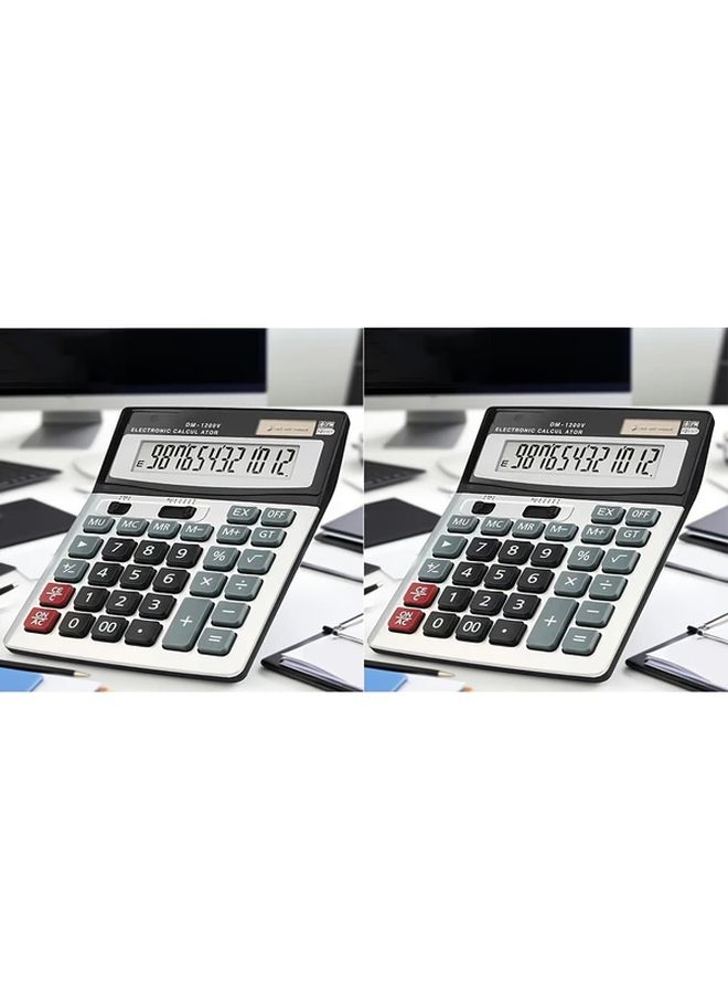 2 Pieces Black Dual Power Desktop Calculator Large Display Easy Carry Solar Battery - Image 1