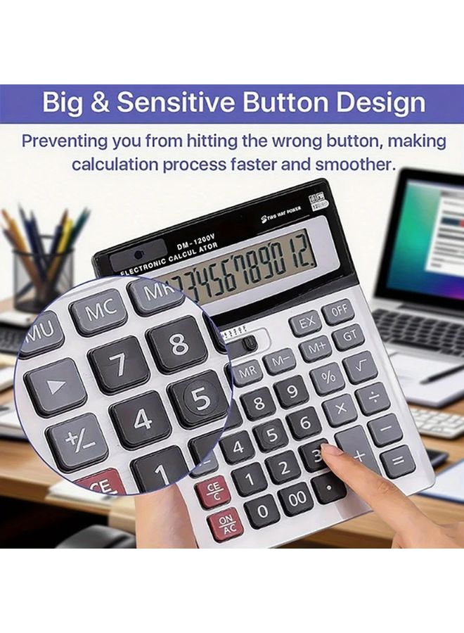 2 Pieces Black Dual Power Desktop Calculator Large Display Easy Carry Solar Battery - Image 3