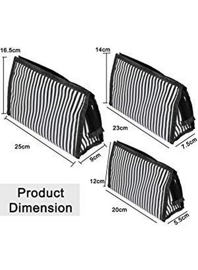 Prink Polyester Cosmetic Pouchmakeup Kittravelling Pouch (Set Of 3) (Black_Set Of 3 Lining Pouch Black)  - Image 3