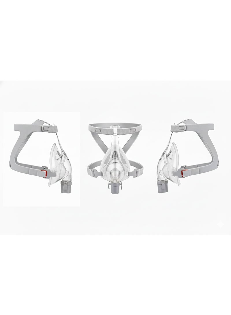 Yuwell A full-face mask compatible with CPAP and BiPAP devices, made of flexible medical-grade silicone, reduces air leakage and improves mask stability for a quieter and more consistent treatment experience. - Image 2