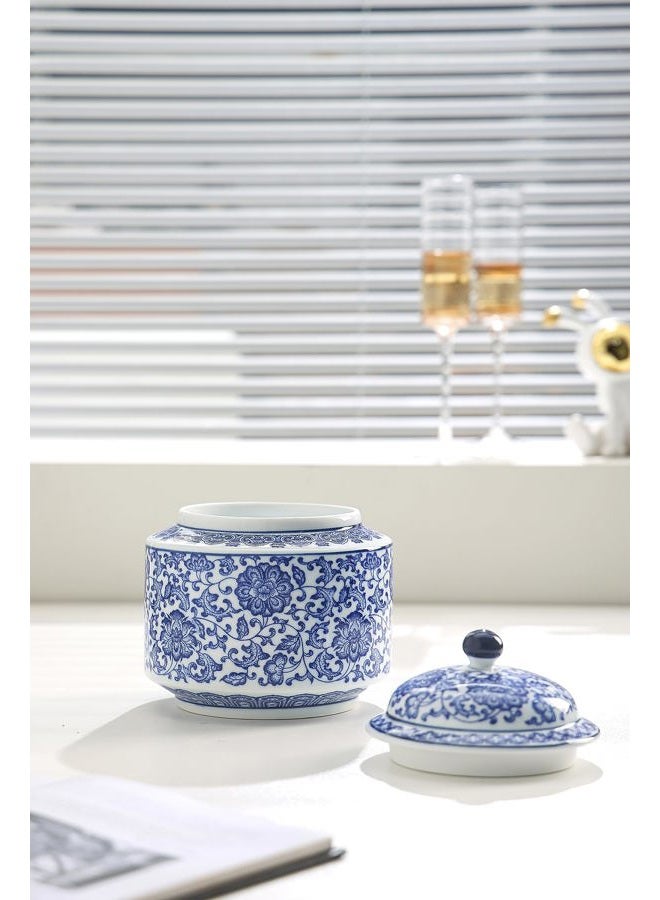 GaLouRo Blue and White Ginger Jar, Chinoiserie Vase, Small Chinoiserie Porcelain for Home Décor, Ginger Jar Vase Decor for Living Room, Shelf, Table, 7.5”H - Image 3
